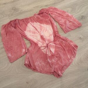 Elan Pink Tie-Dye Off-Shoulder Blouse